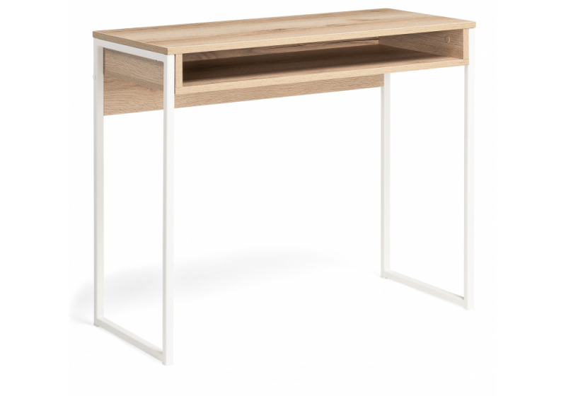 Компьютерный стол Лео Лофт дуб делано светлый / белый матовый (39x75). 