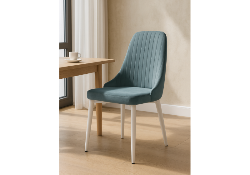 Стул на металлокаркасе Kora light blue / white (47x57x89)