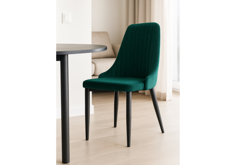 Стул на металлокаркасе Kora green / black (47x57x89)