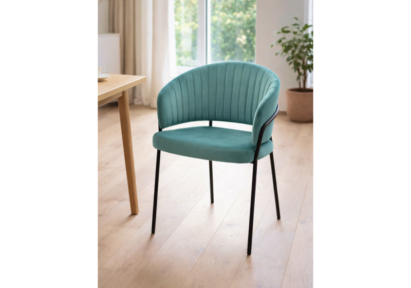 Стул на металлокаркасе Лео зеленый brandy light 10 / черный (56x52x80)
