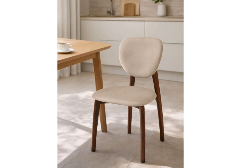 Стул деревянный Вакимо ткань tenerife beige / миланский орех (44x50x85)