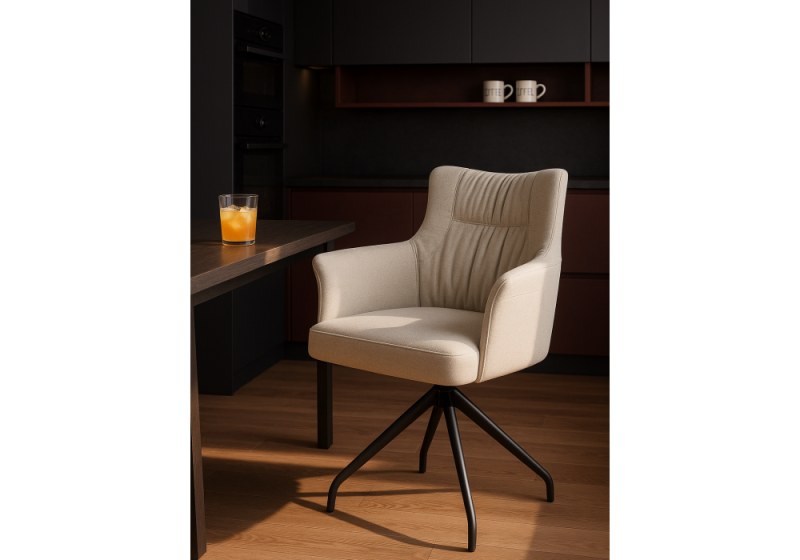 Стул на металлокаркасе Kaser 360 крутящийся ivory / black (66x58x84)