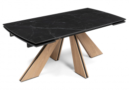 Керамический стол Шаннон 180(240)х90х79 черный мрамор / дуб монтана (90x79)