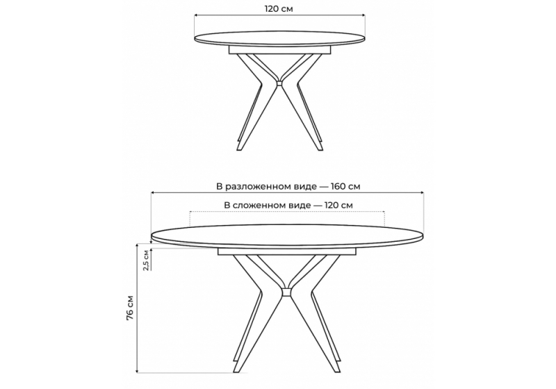 Стол стеклянный Рикла 120(160) белый / пленка черная шагрень / черный (120x76)