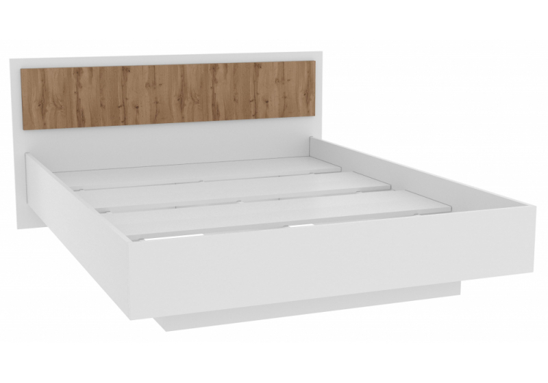 Кровать Лунара 160x200 белый / дуб вотан. 