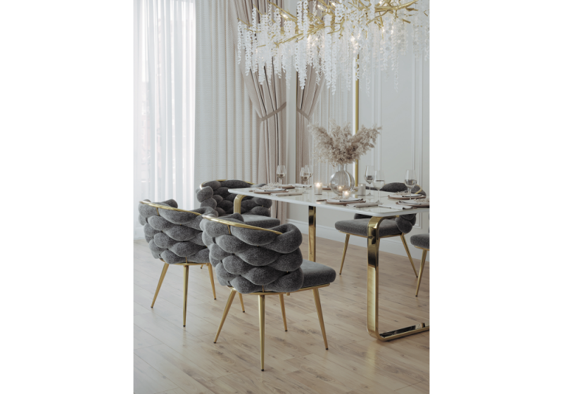 Стул на металлокаркасе Rendi gray / gold (64x70x77)