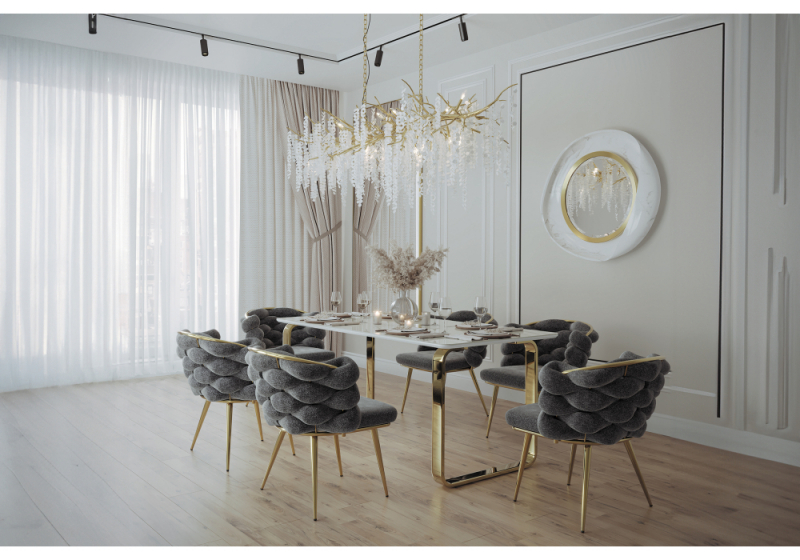 Стул на металлокаркасе Rendi gray / gold (64x70x77)
