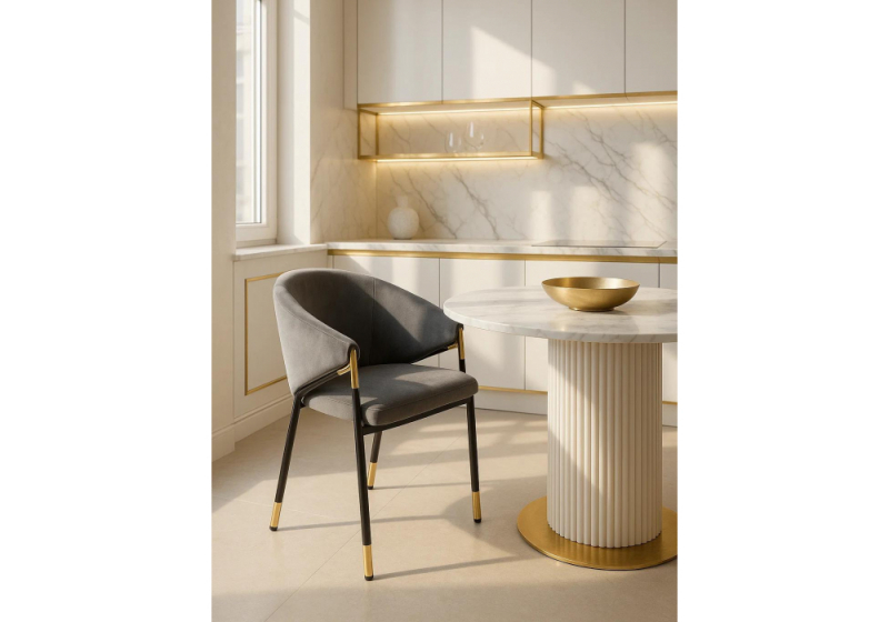 Стул на металлокаркасе Molton gray / black/ gold (61x46x83)
