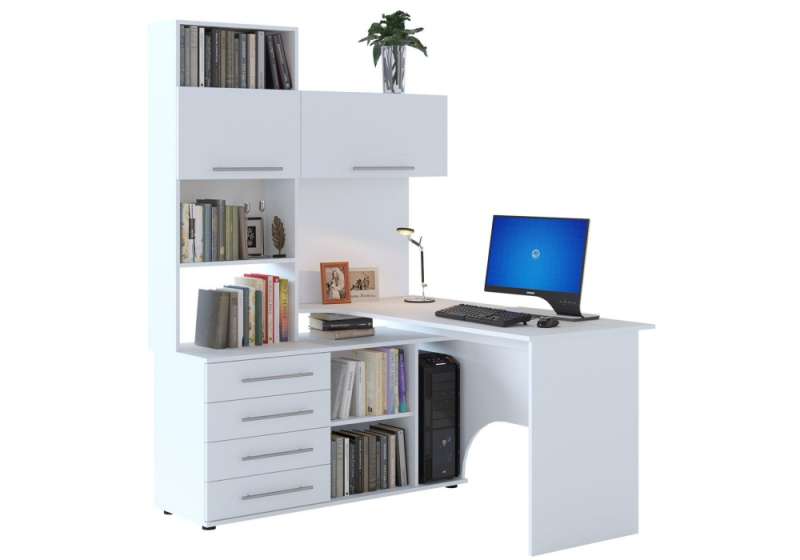 Компьютерный стол КСТ-14Л 140х123,5х182,8 белый левый (123,5x182,8). 