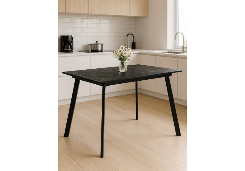 Стол деревянный Агни 110(140)х68х76 файерстоун / черный матовый (68x76)