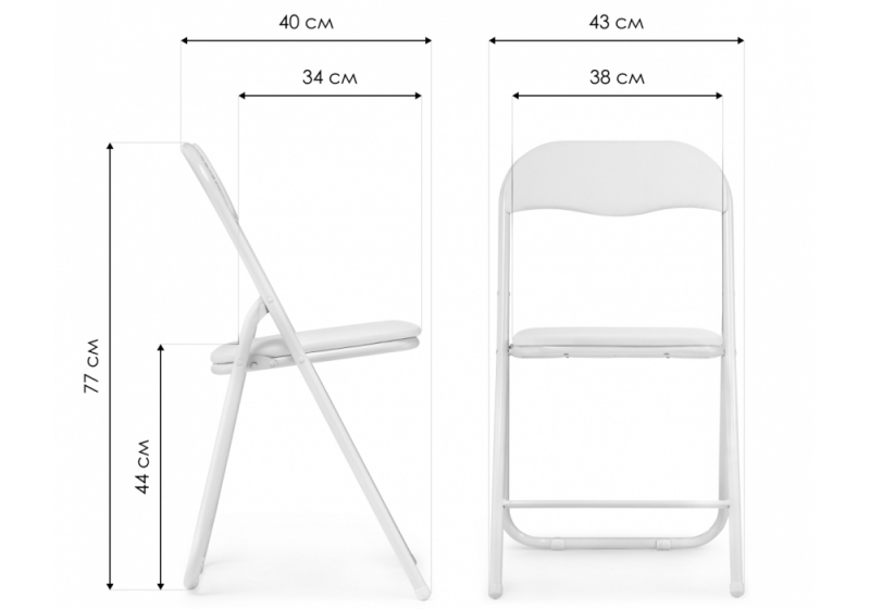Стул на металлокаркасе Fold 1 складной white / white (43x40x77)